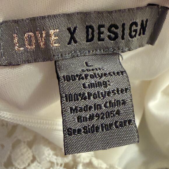 Love X Design Rina Long Sleeve Dotted Chiffon Cream Lace Dress Large Boho Chic - Picture 11 of 11